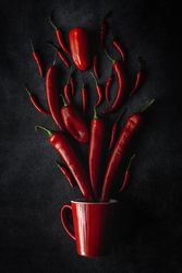 Fresh red and spicy chilli peppers