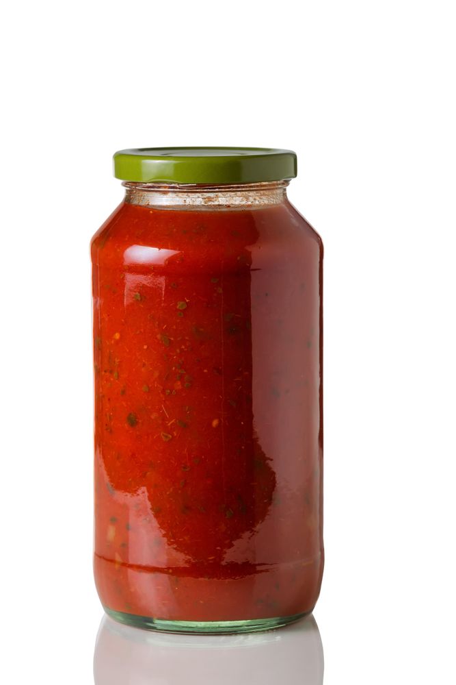 Jar of spaghetti sauce ready to cook