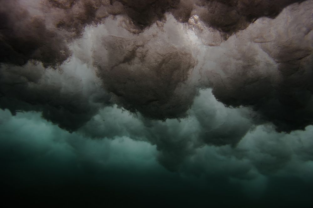 Splashes in water of sea