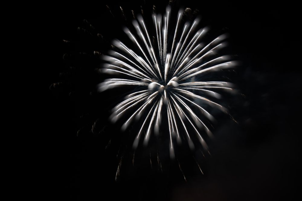 Bright fireworks on night sky