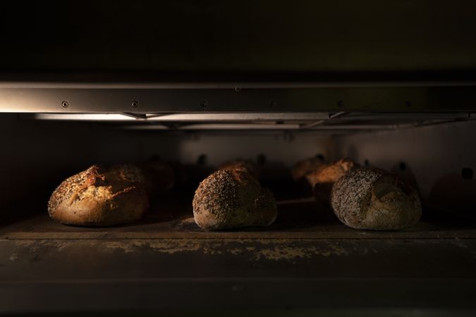Delicious crunchy bread on the oven