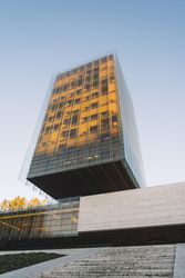 Multi storey building with parking on the ground floor