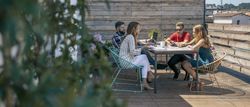 Office workers working on the terrace