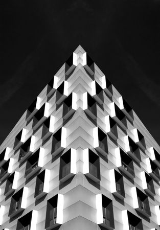 Wall of creative modern business building
