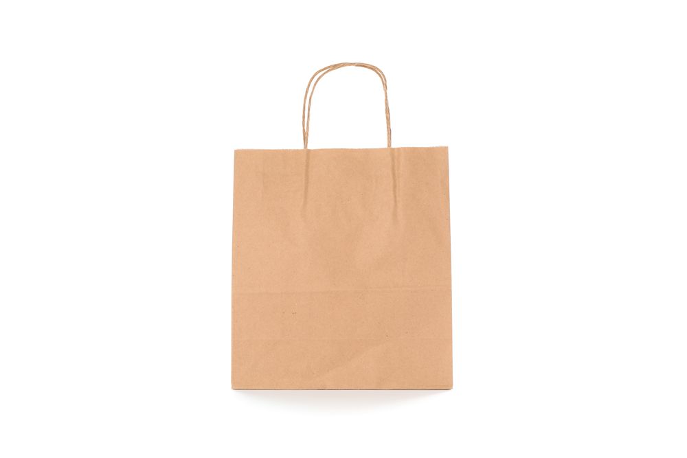 Empty paper bag isolated on blank background