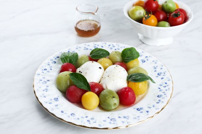 Cherry Tomato Salad with Boccnocini Mozarella Balls