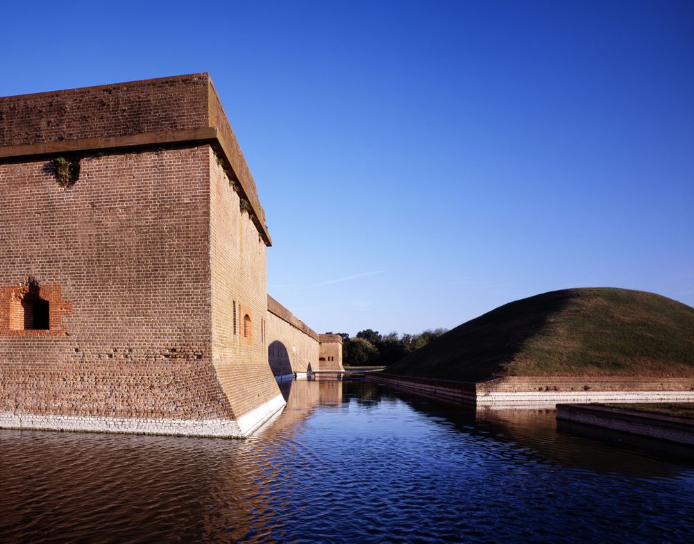 Historic red brick Fort Pulaski National Monument
