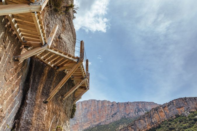 Footpath in the mountain making with wood