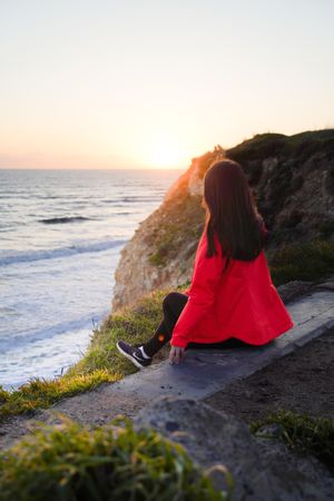Person enjoy sunset