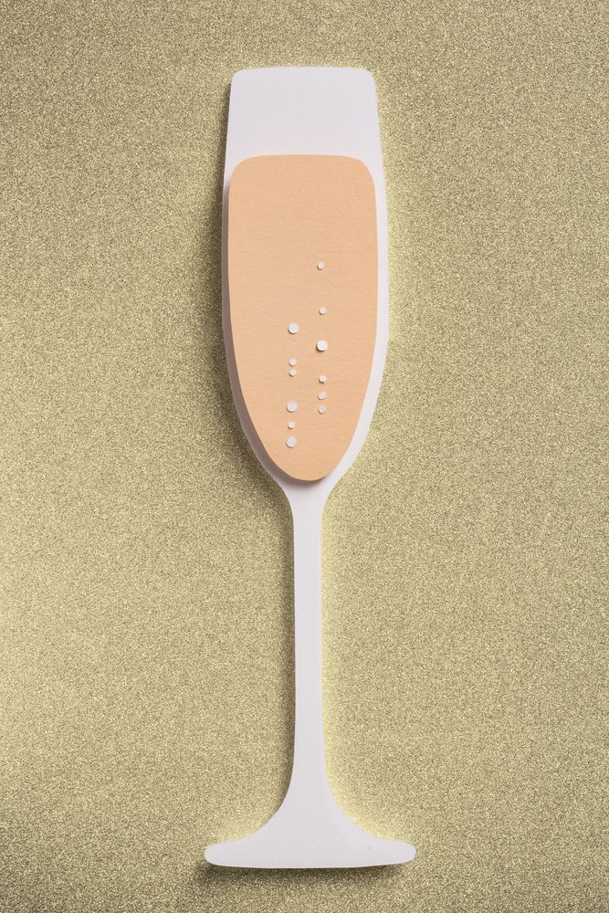 Silhouette of a champagne glass made with cardboard