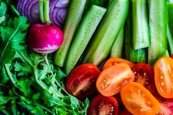 Close up of healthy chopped vegetables