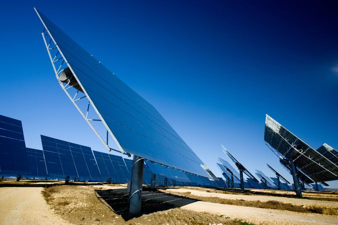 Solar panels against blue sky