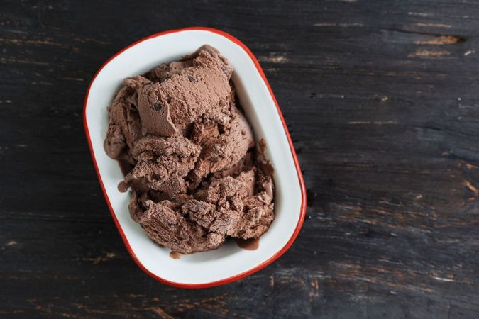 Chocolate Ice Cream in a Enamel Bowl