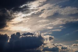 Clouds in an evening blue sky