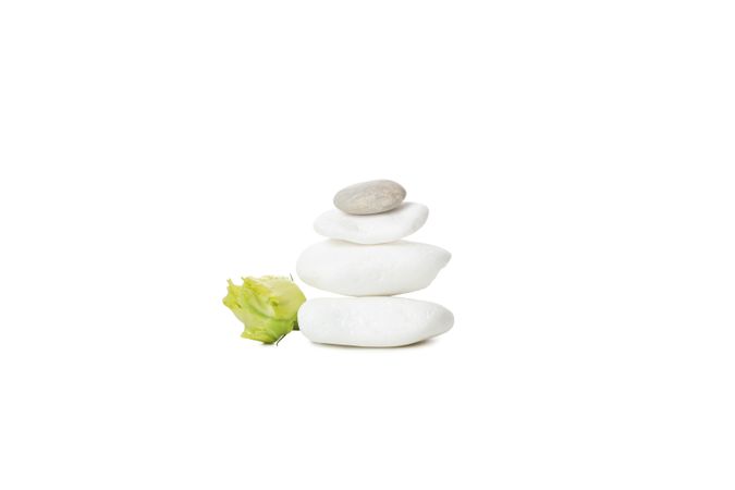 Stones and flower, isolated on plain background