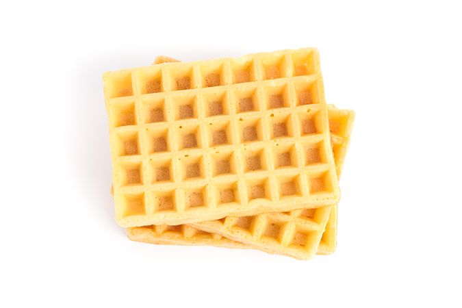 Sweet belgian waffles isolated on blank background