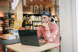 Man working in a cafe