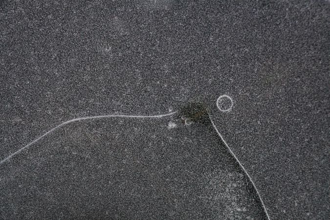 Fragment of thin ice on dark frozen river