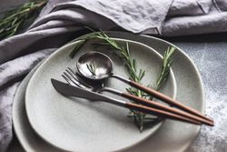 Cutlery set with fresh rosemary
