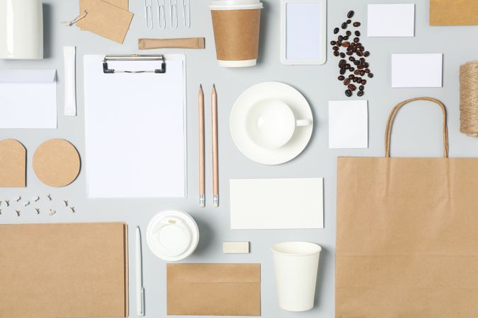 Mockup business brand template on light gray background, space for text