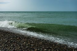 Waves on a beach in Batumi, Georgia