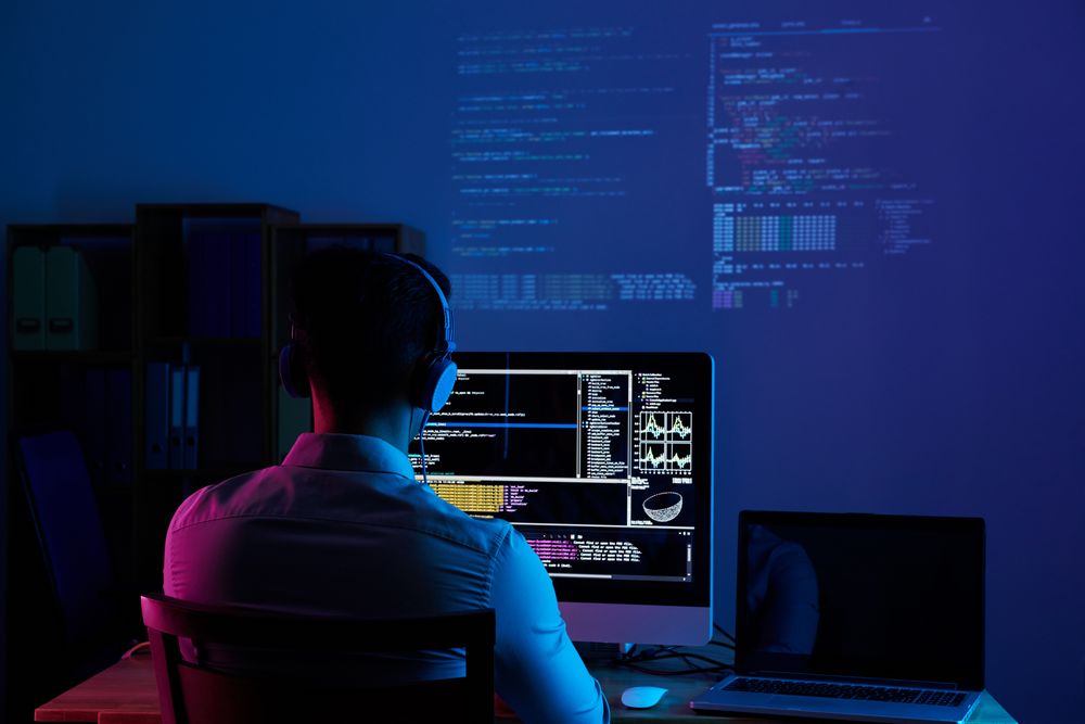 Back of person working on computer