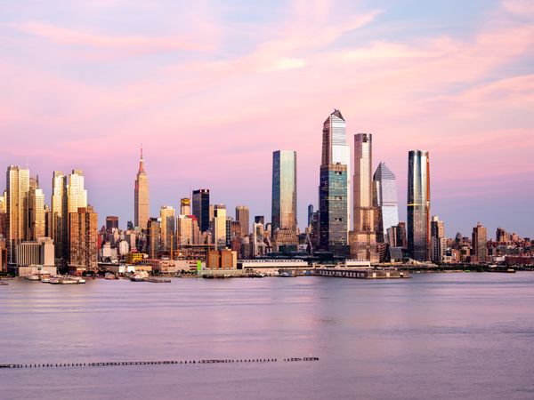 New Jersey cityscape at sunset