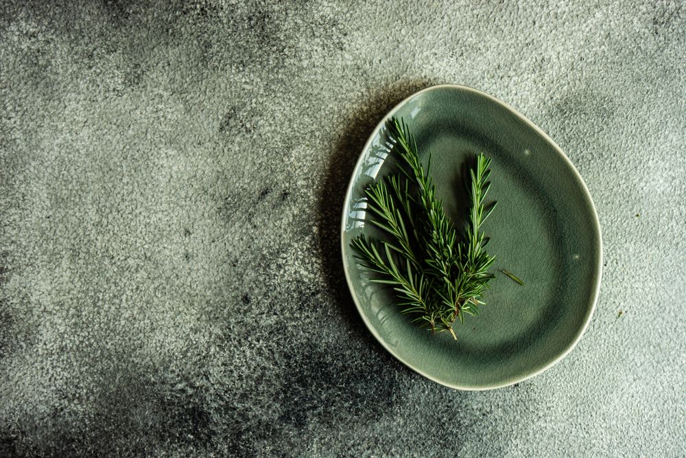 Table setting with rosemary