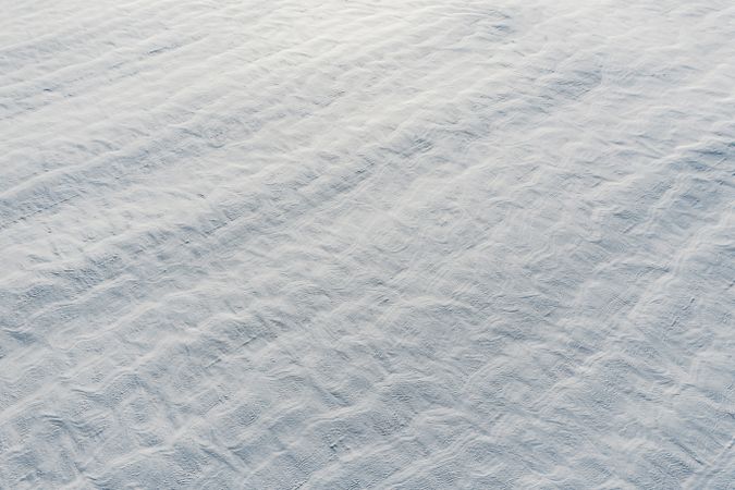 Snow-covered white fields in Alsace, top view.
