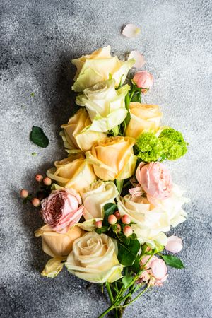 Flowers bouquet on grey counter