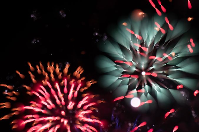 Bright fireworks on night sky