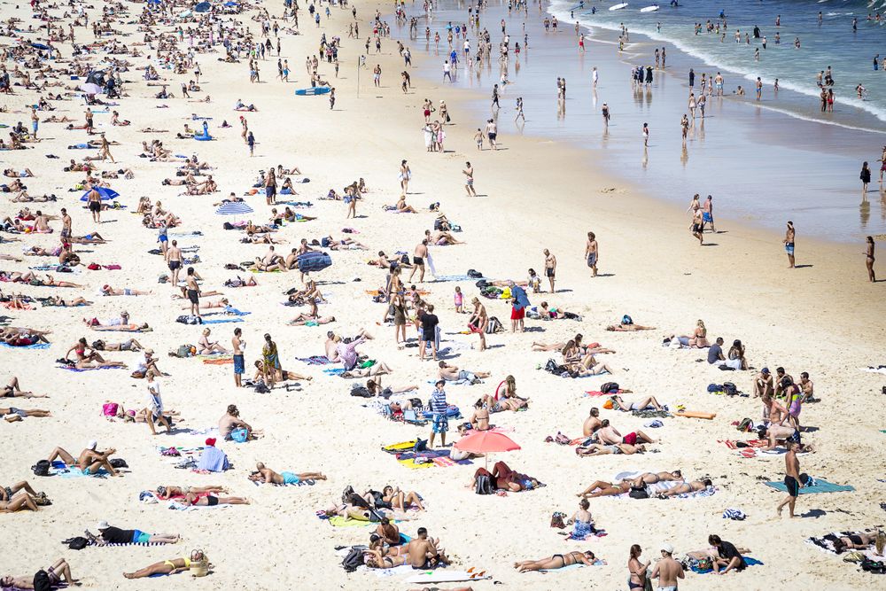 Aerial view of people on the beach
