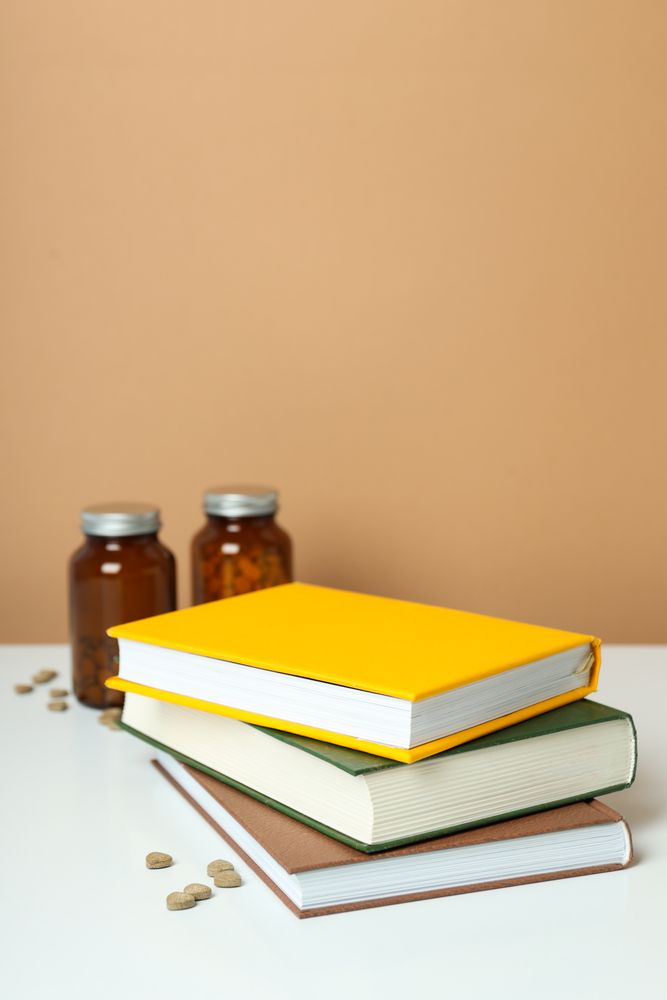 Medical literature concept - composition with different books