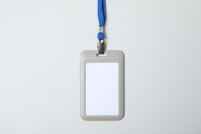 Empty name tag on light background, space for text