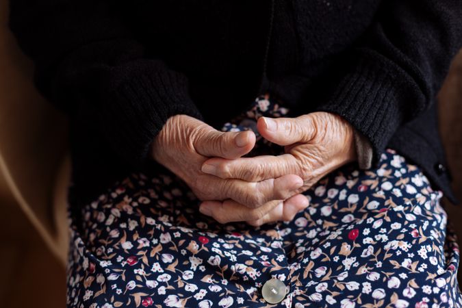 Detail of hands of an mature woman