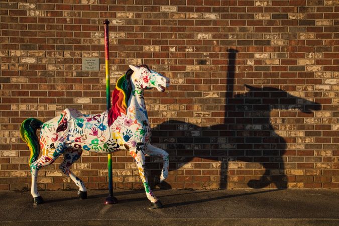 Carousel horse used as decoration on the street in downtown Meridian, Mississippi