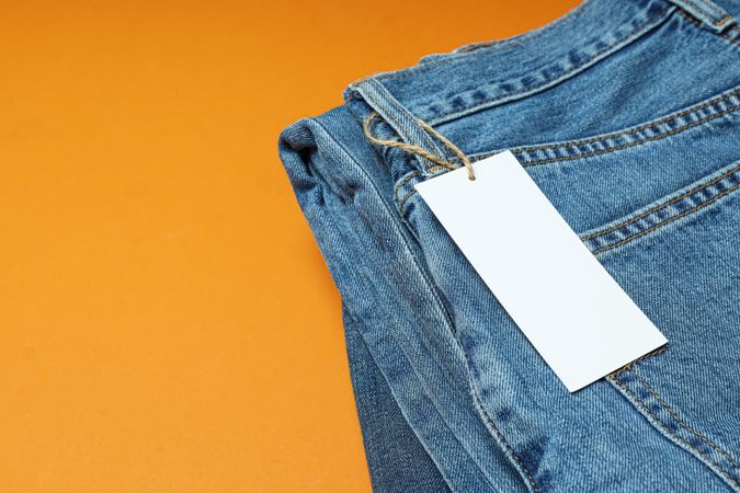 Concept of modern casual clothes - jeans, space for text