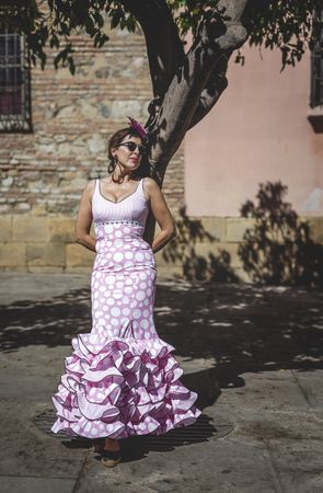 Erratic woman in flamenco dress