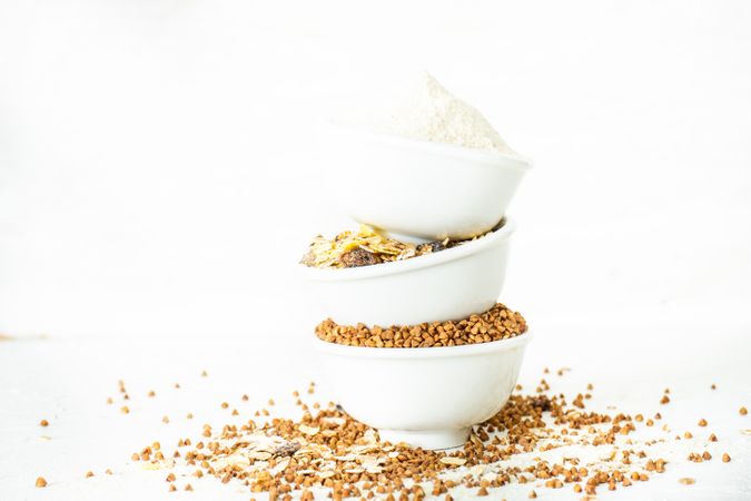 Three bowls full of super food grains 