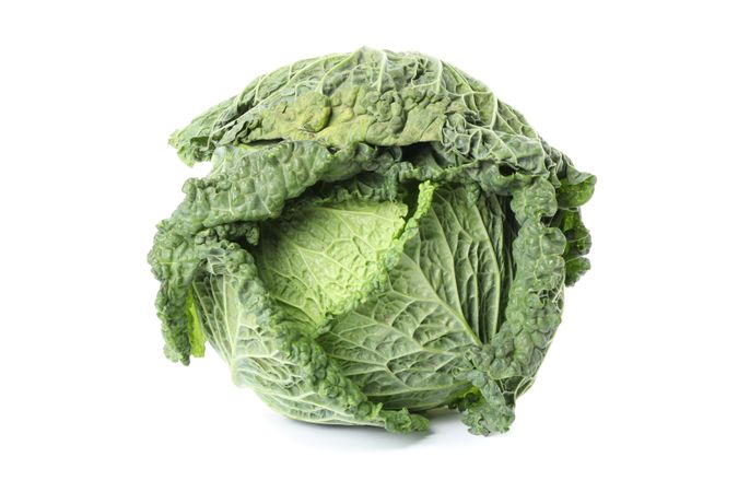 Nutritious green cabbage isolated on blank background