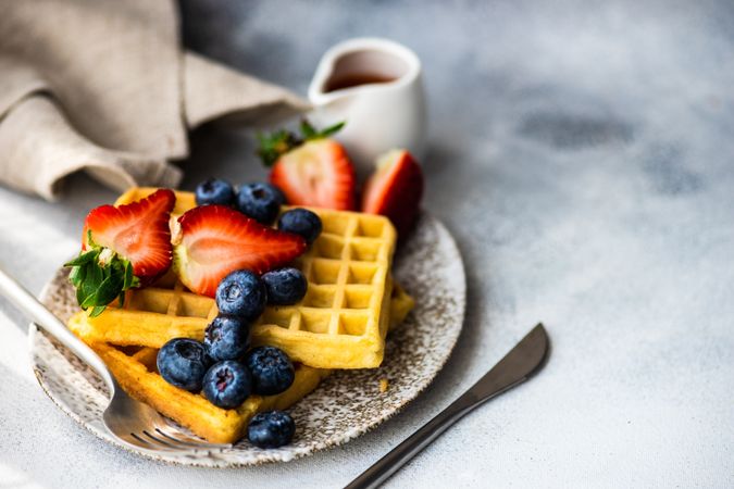 Waffle breakfast with berries