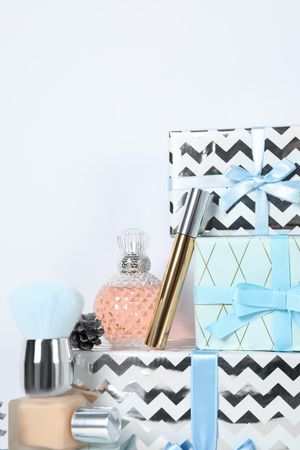 Concept of cosmetics, winter cosmetics, space for text