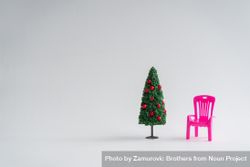 Christmas tree with pink chair 5opZz4