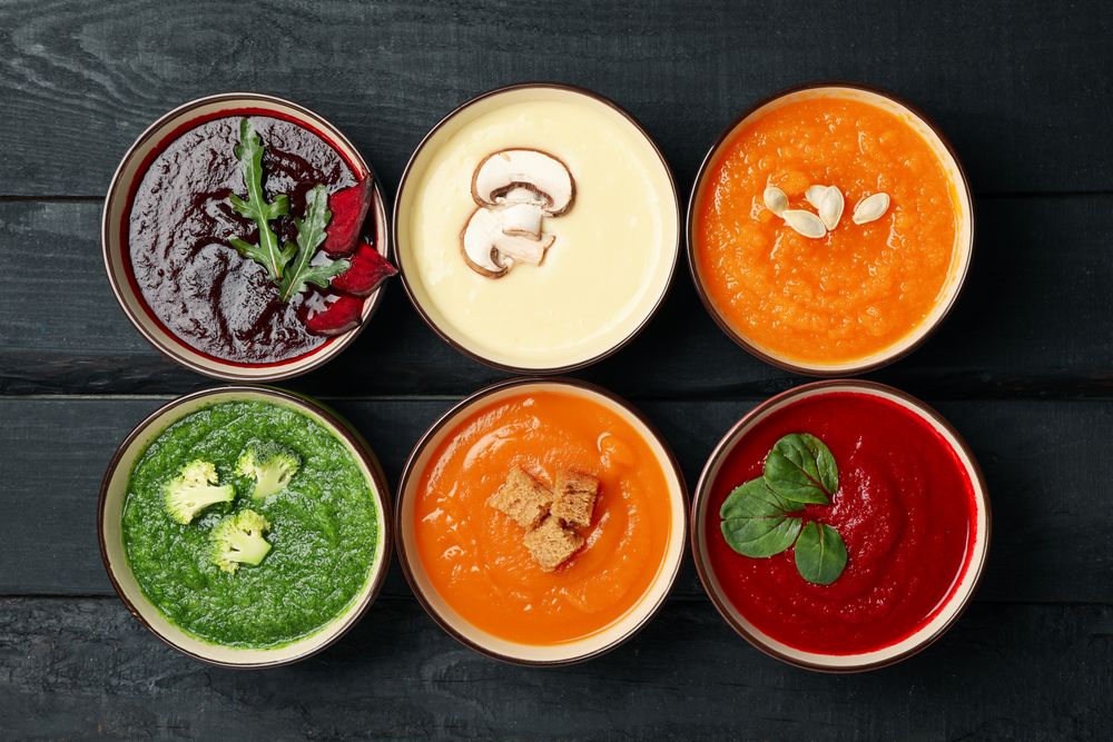 Top view of vegetable soup variety
