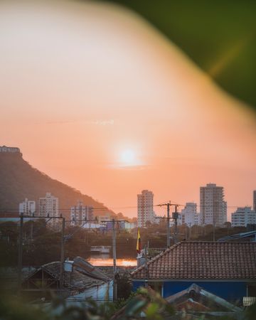 City skyline during sunset