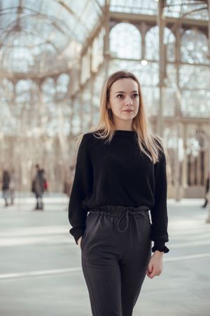 elegant woman walking in Crystal Palace