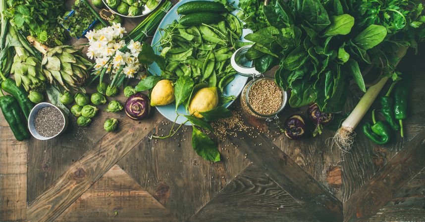 Spring healthy organic food cooking ingredients