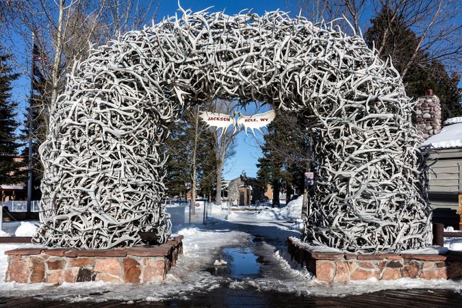 Arch of elk-antler in the town square of Jackson Hole, Wyoming