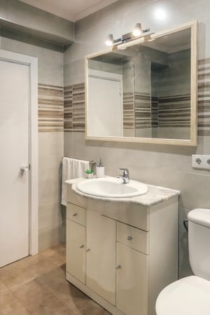 Bathroom interior with sink and toilet