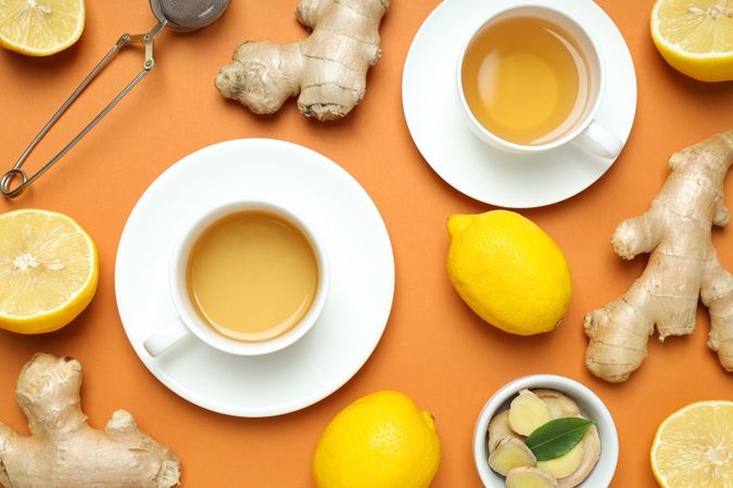 Cold treatment, healthcare concept - tea with ginger